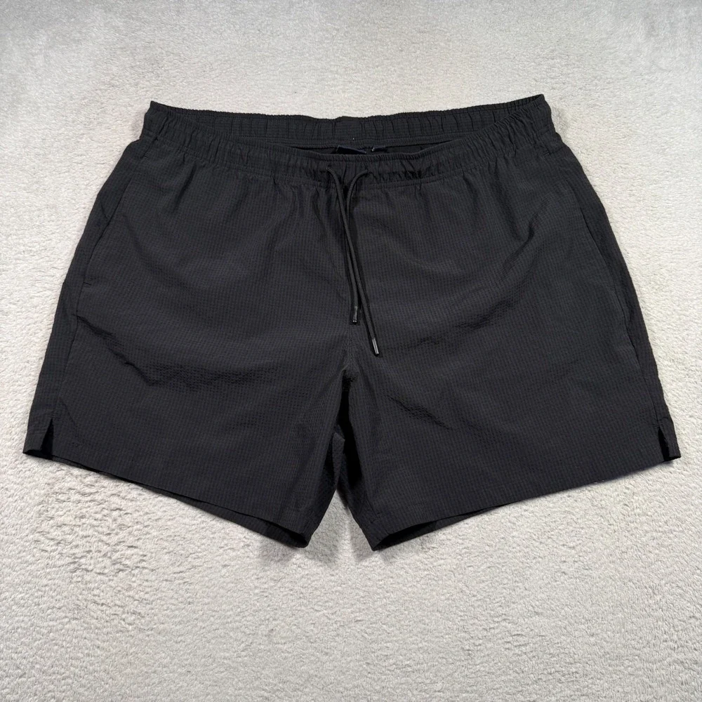 Gap Swim Trunks Mens XL Black 6 Inch Seersucker Mesh‎ Lined Swimming Shorts